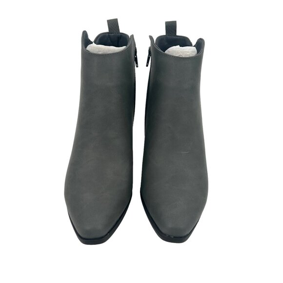 NWB JustFab Carlee Faux Leather Gray Ankle Booties - Picture 2 of 7